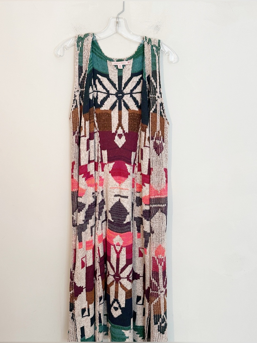 Anthropologie x Cecilia Prado sweater duster cardigan Aztec knit women size Med - Picture 3 of 8